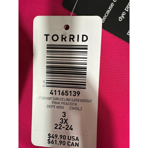 Torrid Bodysuit Womens 3X 22/24 Pink Studio Knit Surplice Top Stretch - Picture 8 of 11